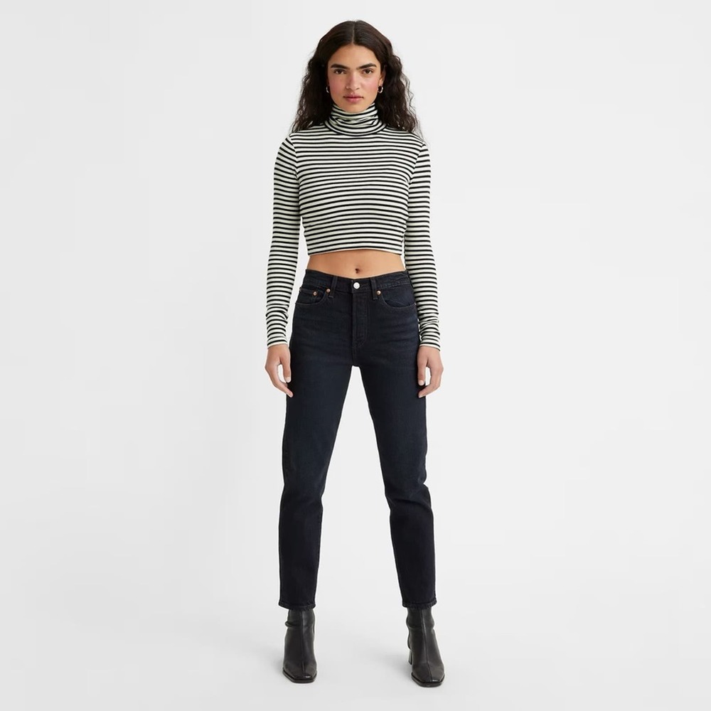 Levi's Womens Premium Wedgie Icon Fit Ankle Jeans Button Fly Size 29 Black